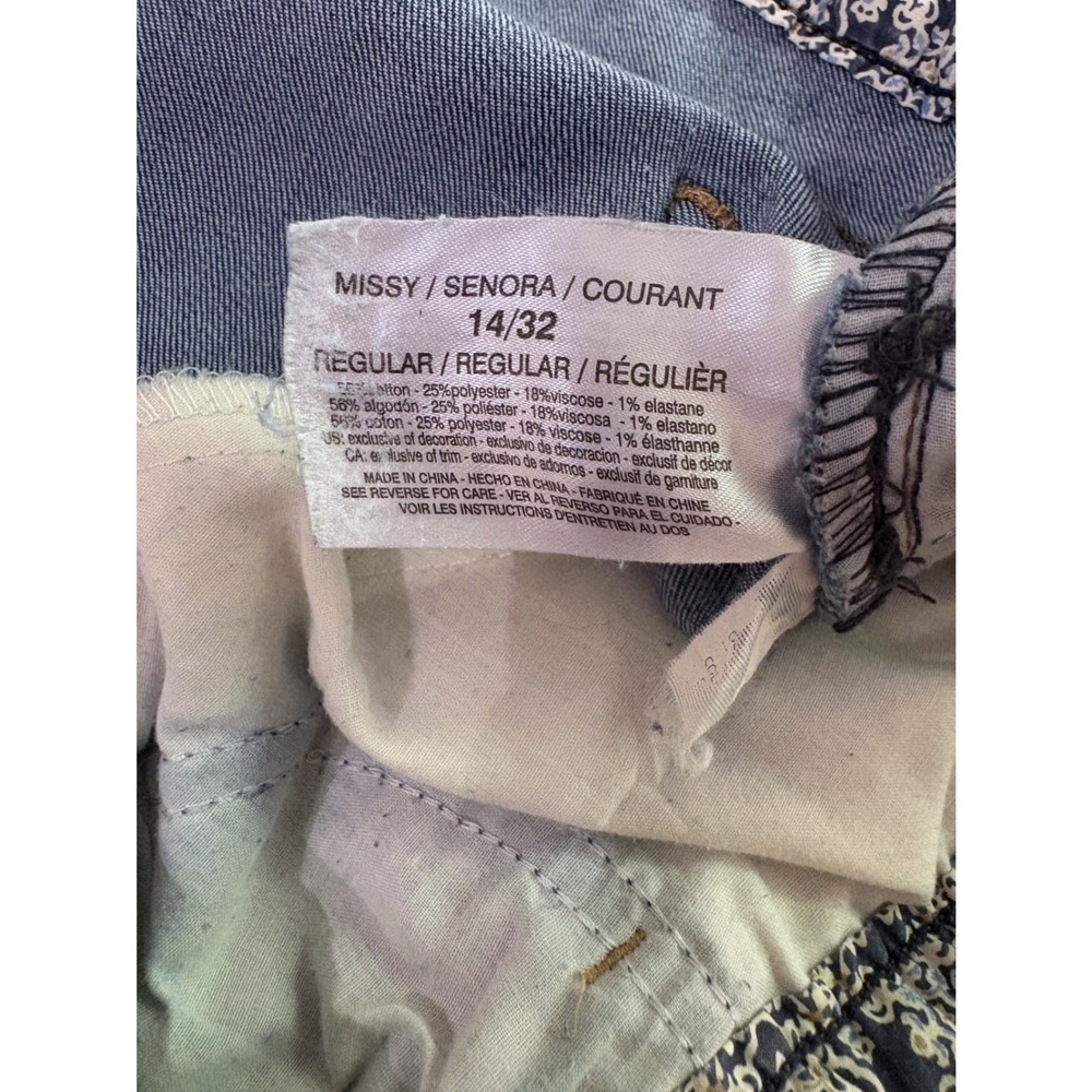 VINTAGE AMERICA Medium Blue Patchwork Studded Raw Hem Cropped Bestie Jeans 32 - Picture 4 of 10